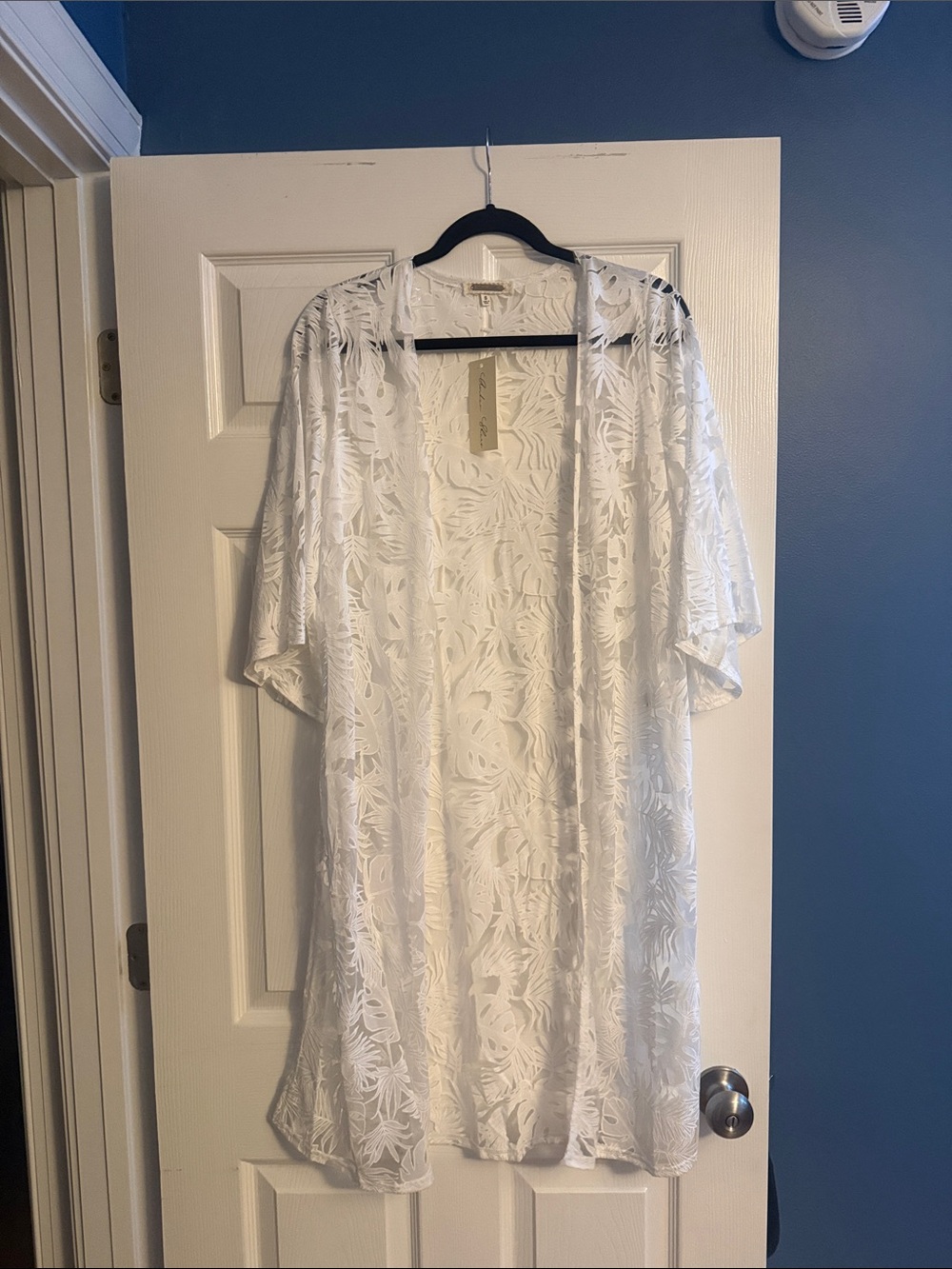 Sheer White Floral Lace Kimono Cardigan - Lightweight Layering